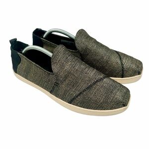 Toms Deconstructed Alpargata Slip On Flat Shoes Black Metallic Gold  Size  W 8.5